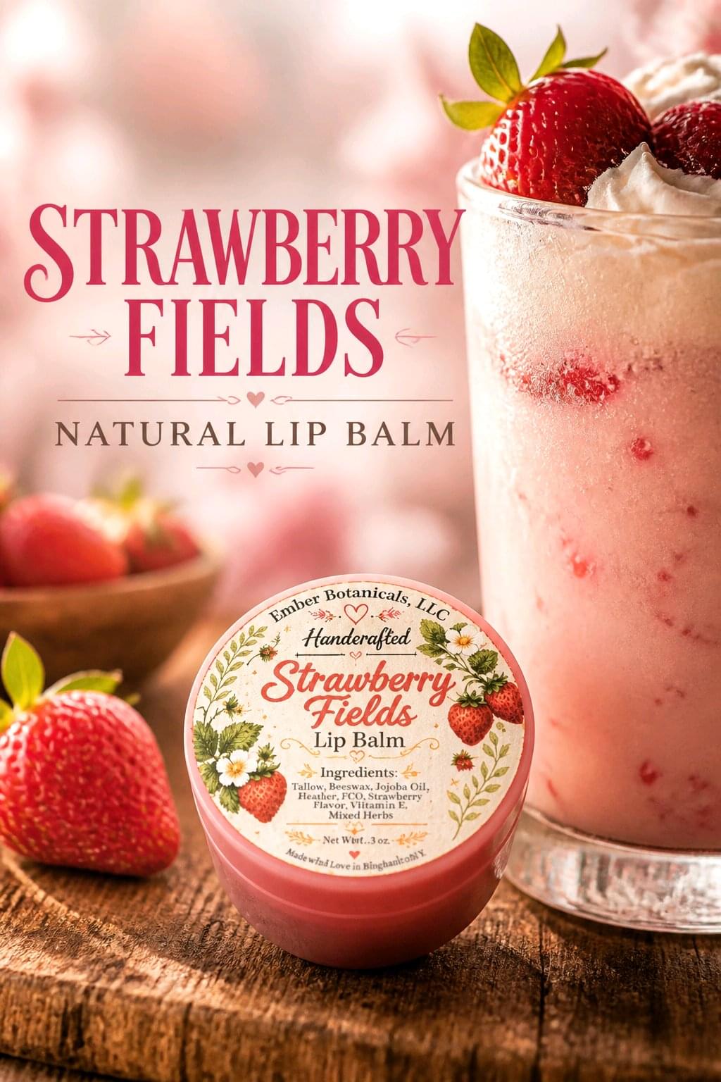 Strawberry Fields Lip Balm.