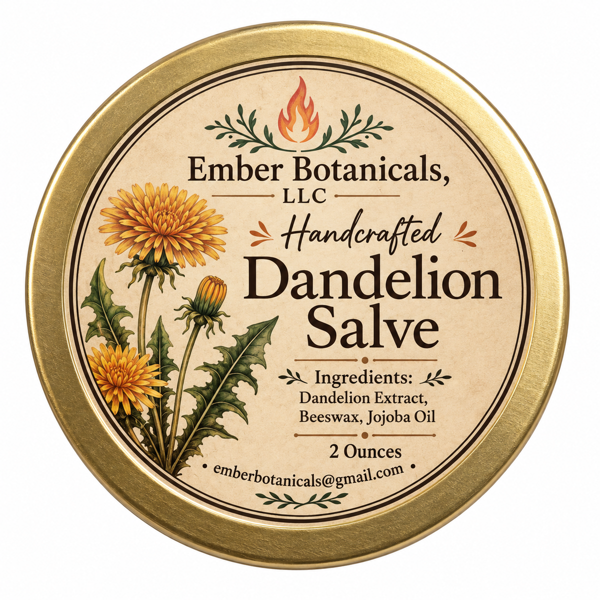 Dandelion Salve – Handcrafted Botanical Skin Care – 2 oz.