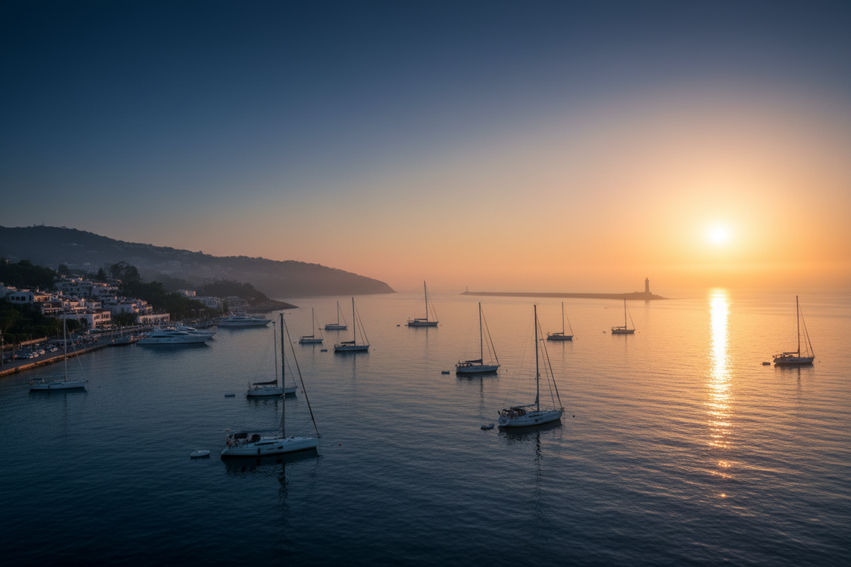 Morning Harbor Scene